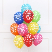 헬륨풍선 생일 트라이앵글 레인보우 14개묶음