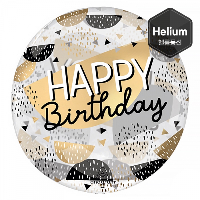 [Anagram] 헬륨 클리어즈 생일블랙앤골드 45cm
