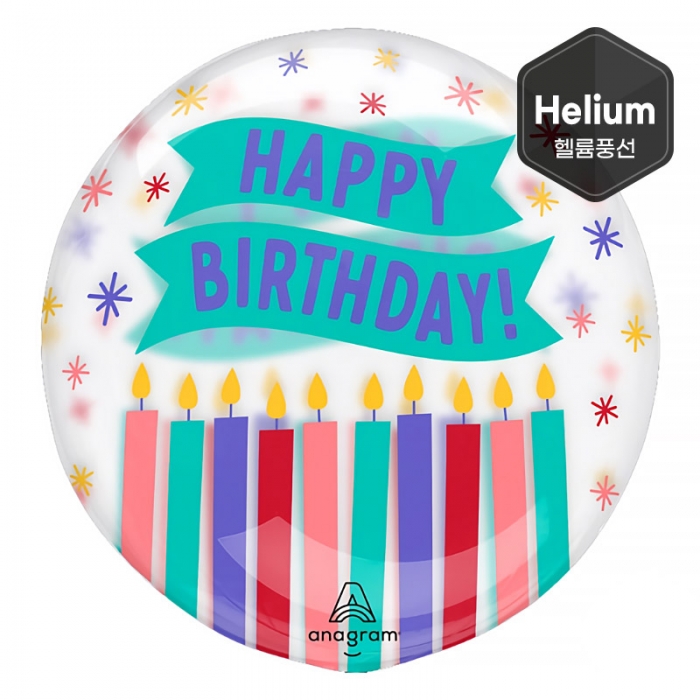 [Anagram] 헬륨 클리어즈 생일캔들스 45cm