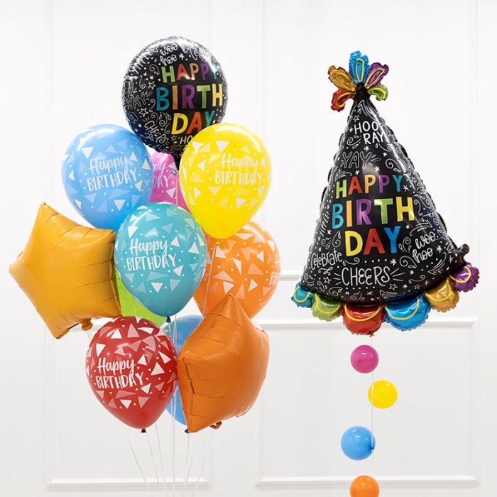 딜리버리팩 생일고깔두들스 헬륨풍선세트